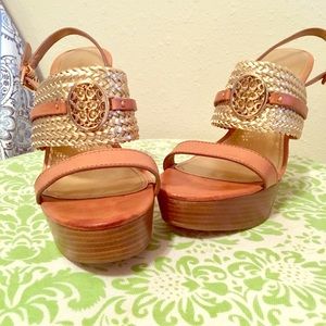 Slingback Coach wedges.
